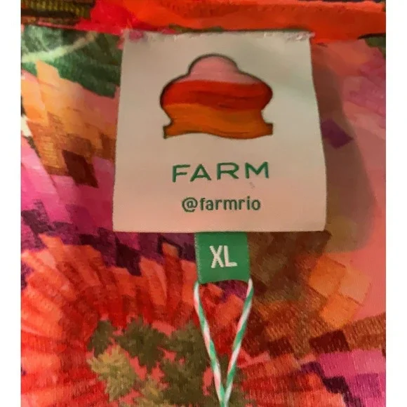 NWT! Farm Rio One Shoulder Cutout Tropical Floral Maxi Dress Orange Multi XL - Picture 3 of 3